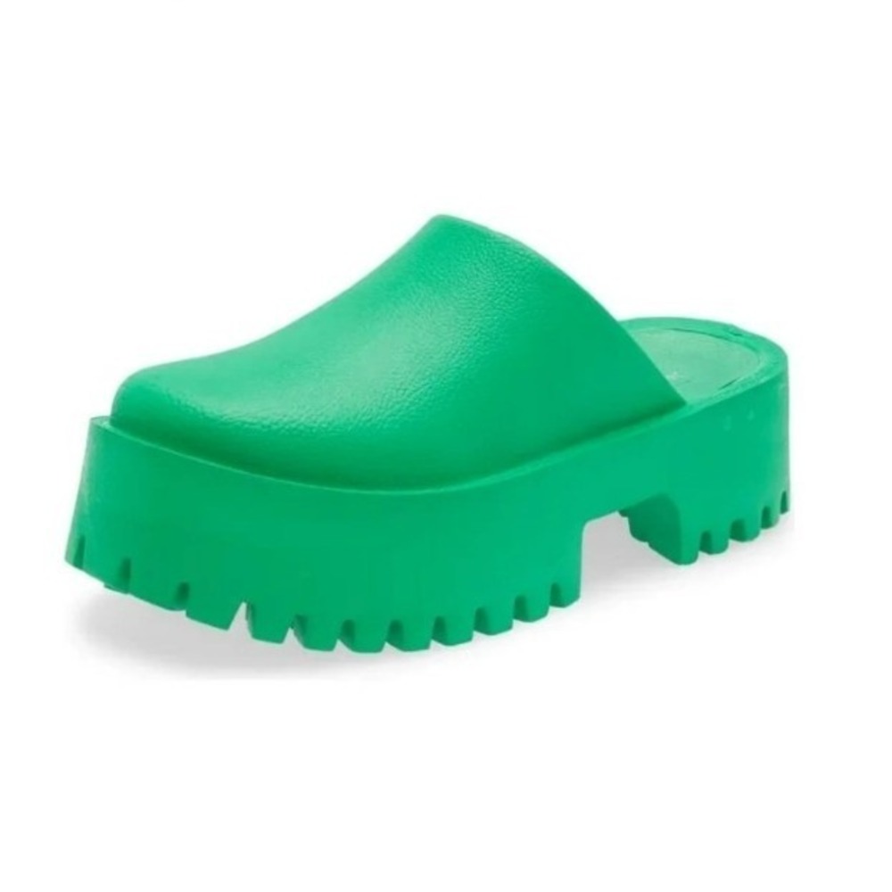 Jeffrey Campbell Clogge Green Platform Lug Sole Chunky Mules - Size 7/38 EUR